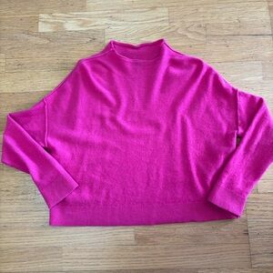 Quince Pink Inverted Seam Mock Neck Classic Preppy Coastal Cozy Sweater S
